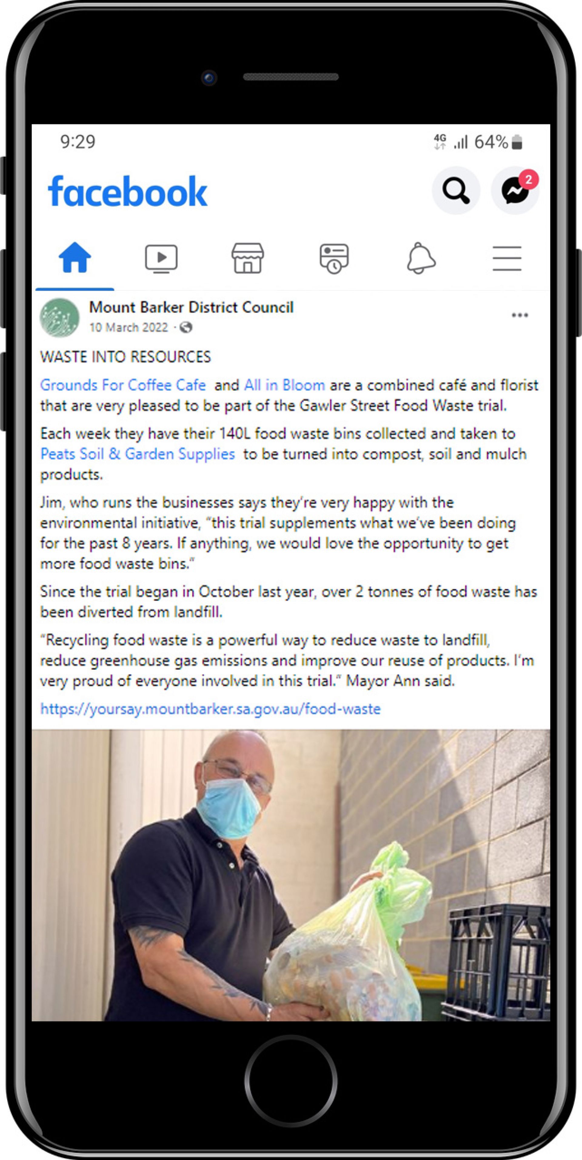 Facebook - Gawler St Food Waste Grounds for Coffee and All in Bloom