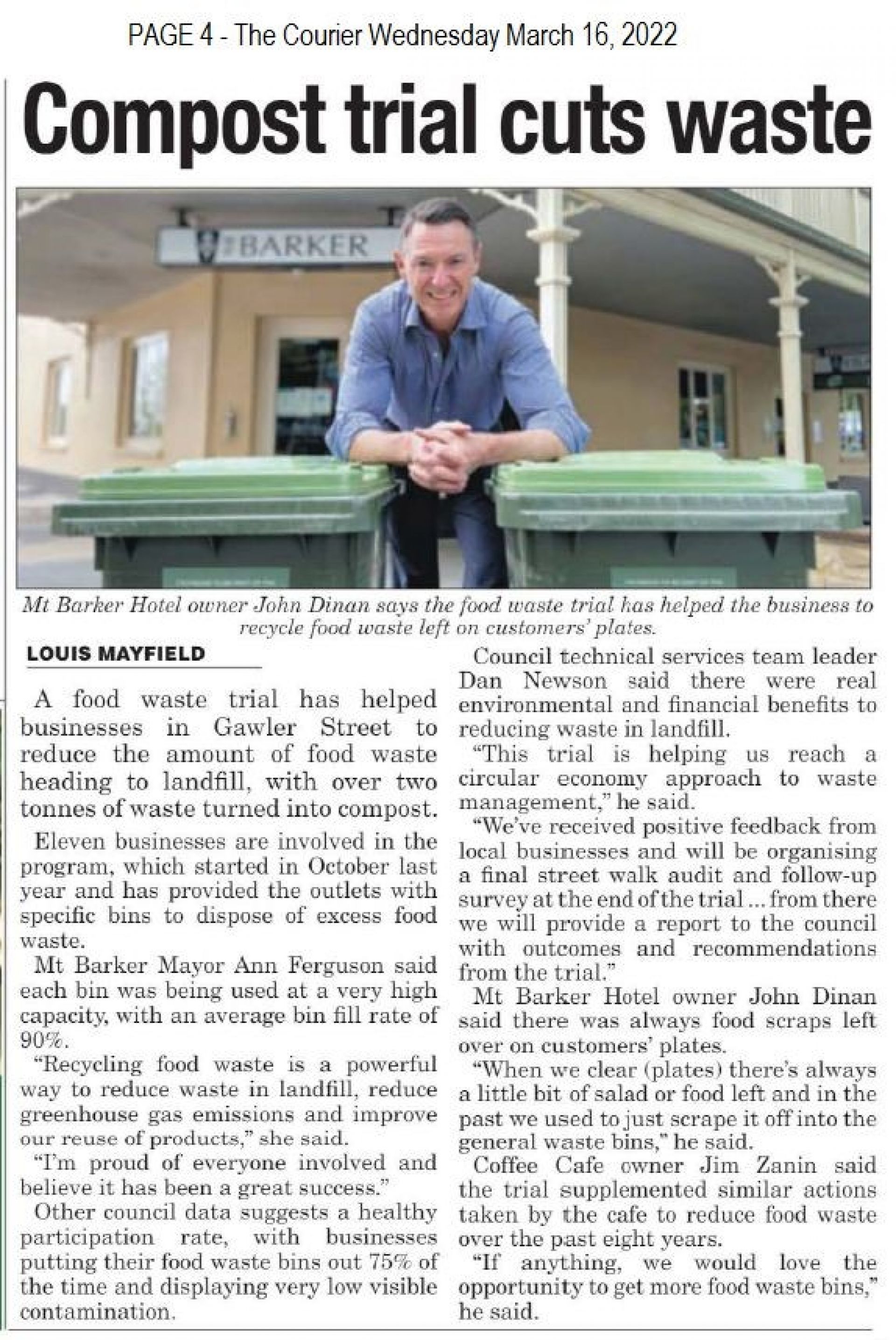 Courier article 16 March 2022 - Compost Trial Cuts Waste