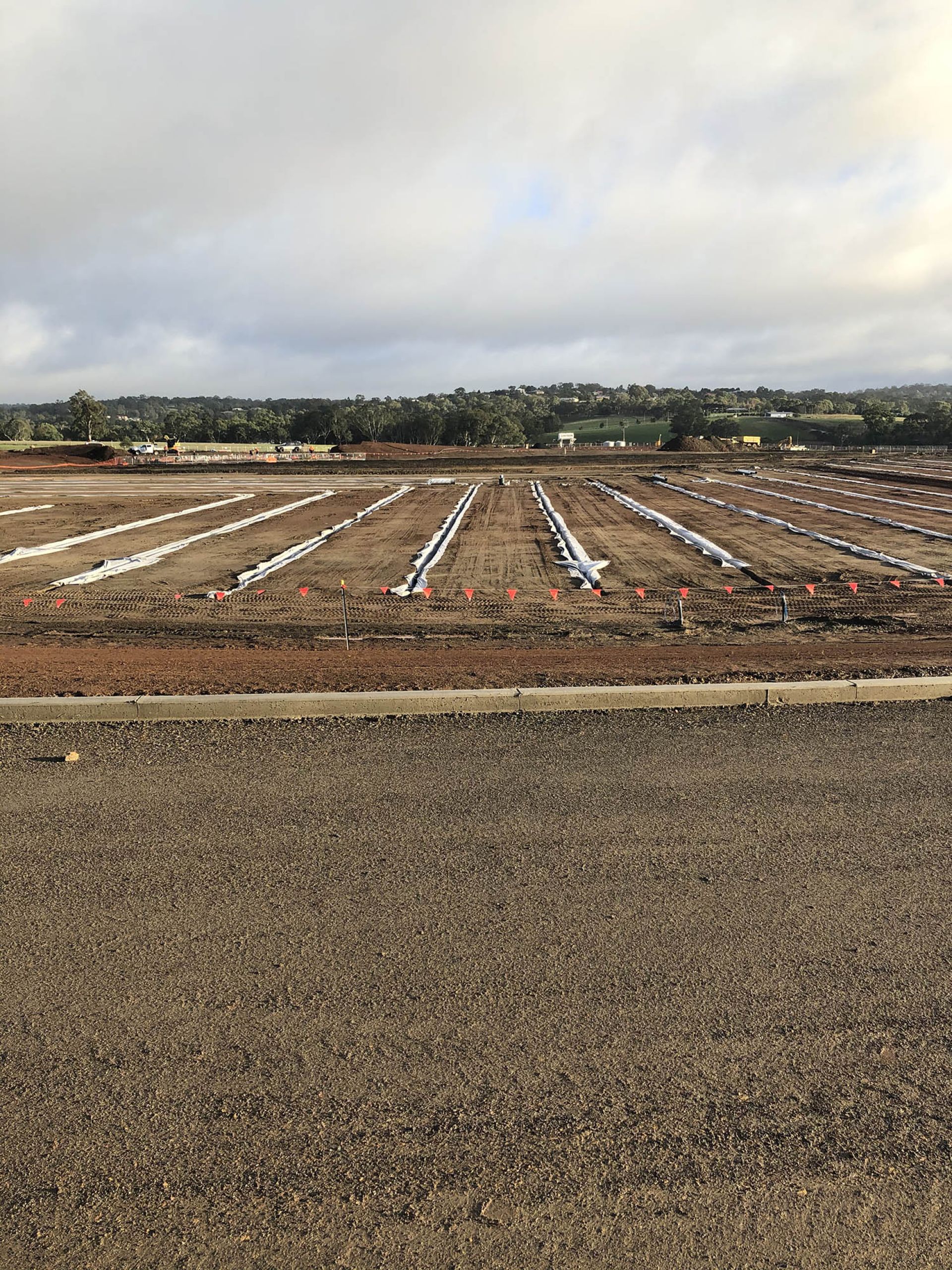 RSH View Across Oval to Aussie Rules Cricket Building Site April 2020
