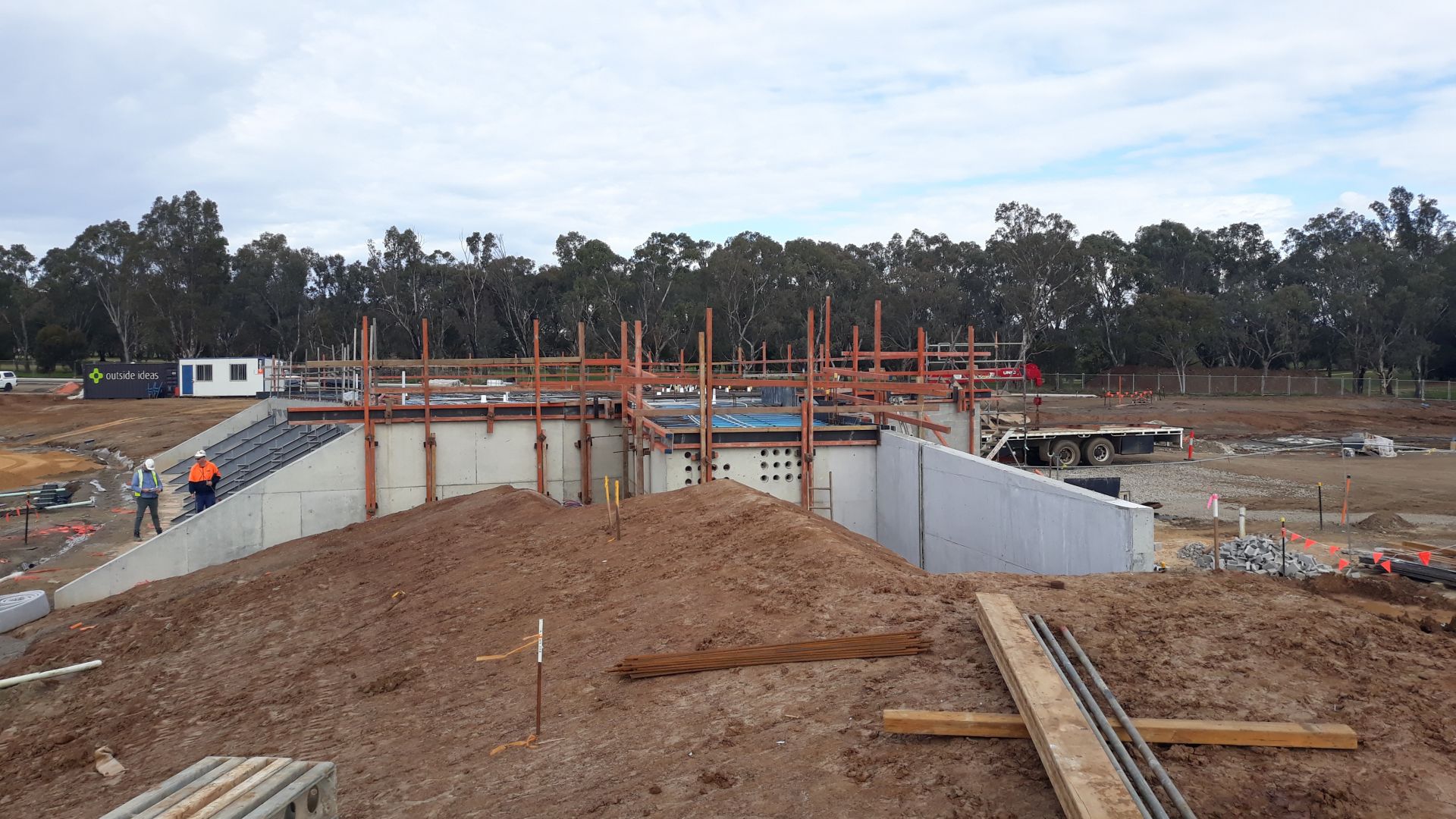 Building A (AFL & Cricket) progress and preparation for first floor slab pour