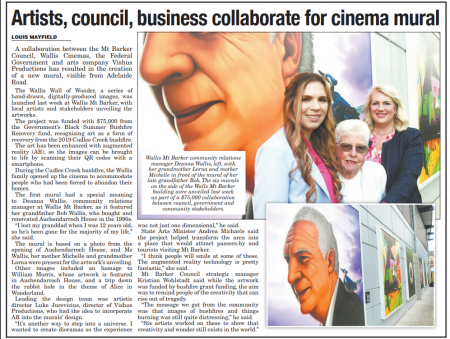 Artists, council, business collaborate for cinema mural, Courier, July 26 2023, page 16