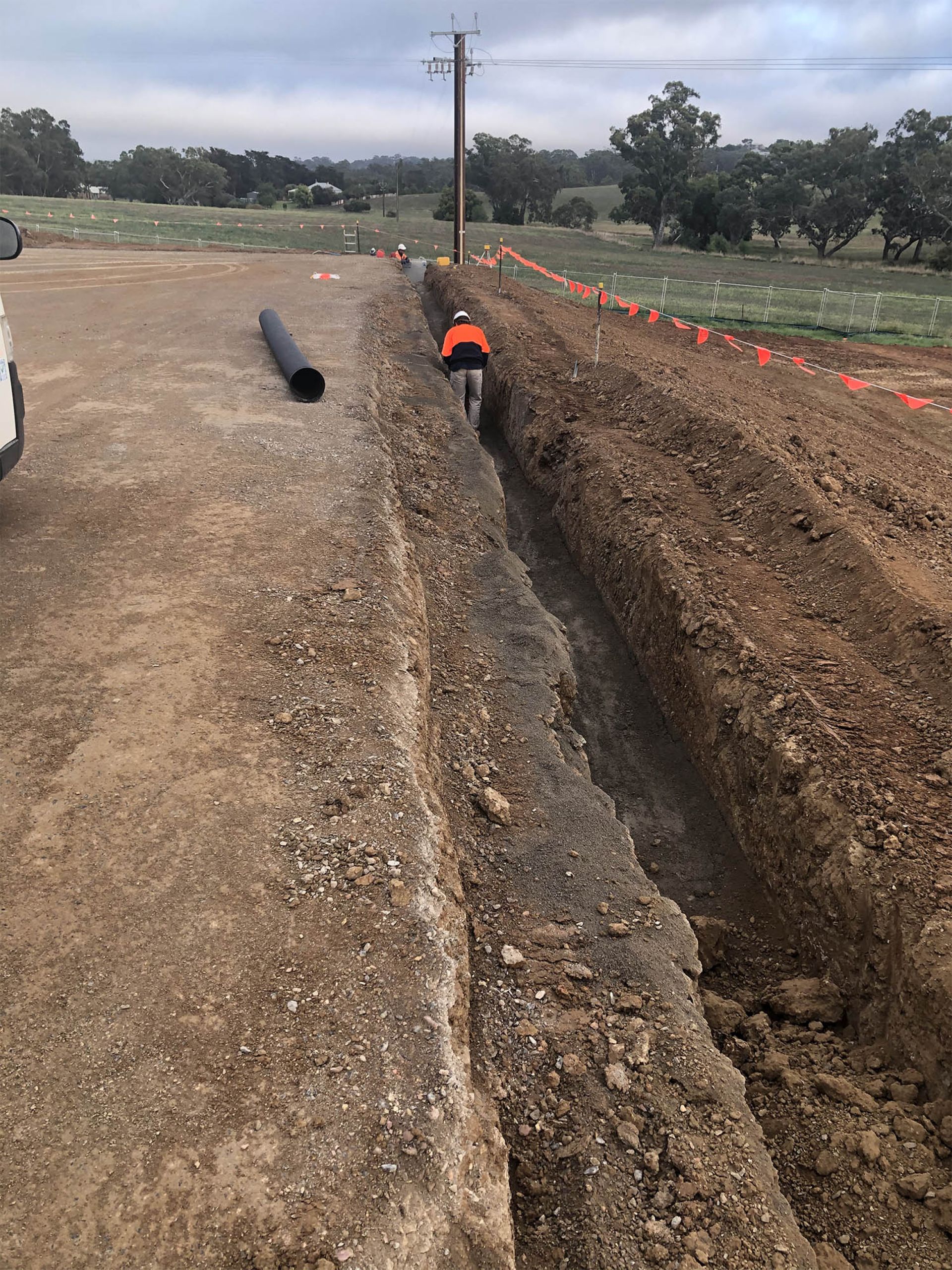 RSH trenching for storm-pro pipe installation March 2020