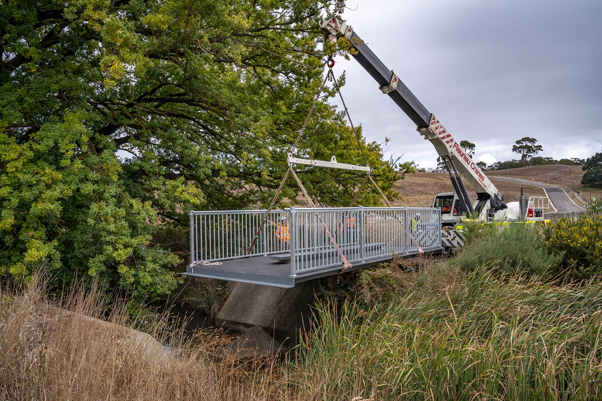 Soft plastic bridge being installed
